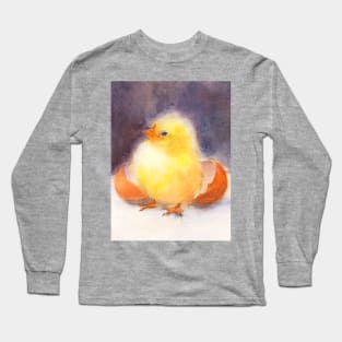 Newborn Chick Watercolor Painting Long Sleeve T-Shirt